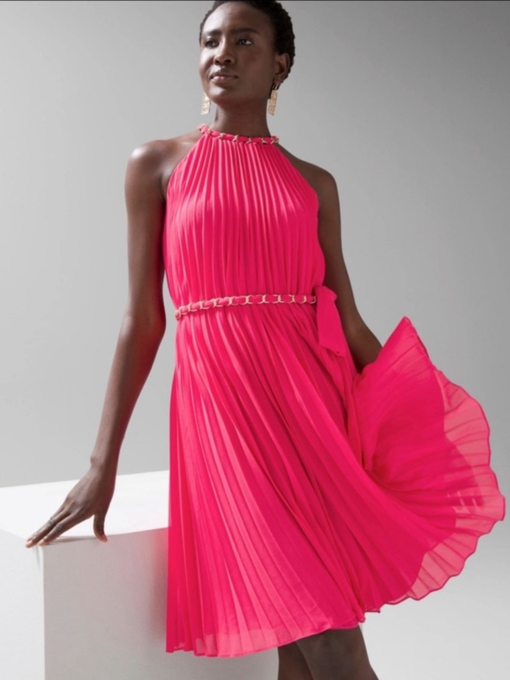 NWT WHBM Pleated Halter Dress